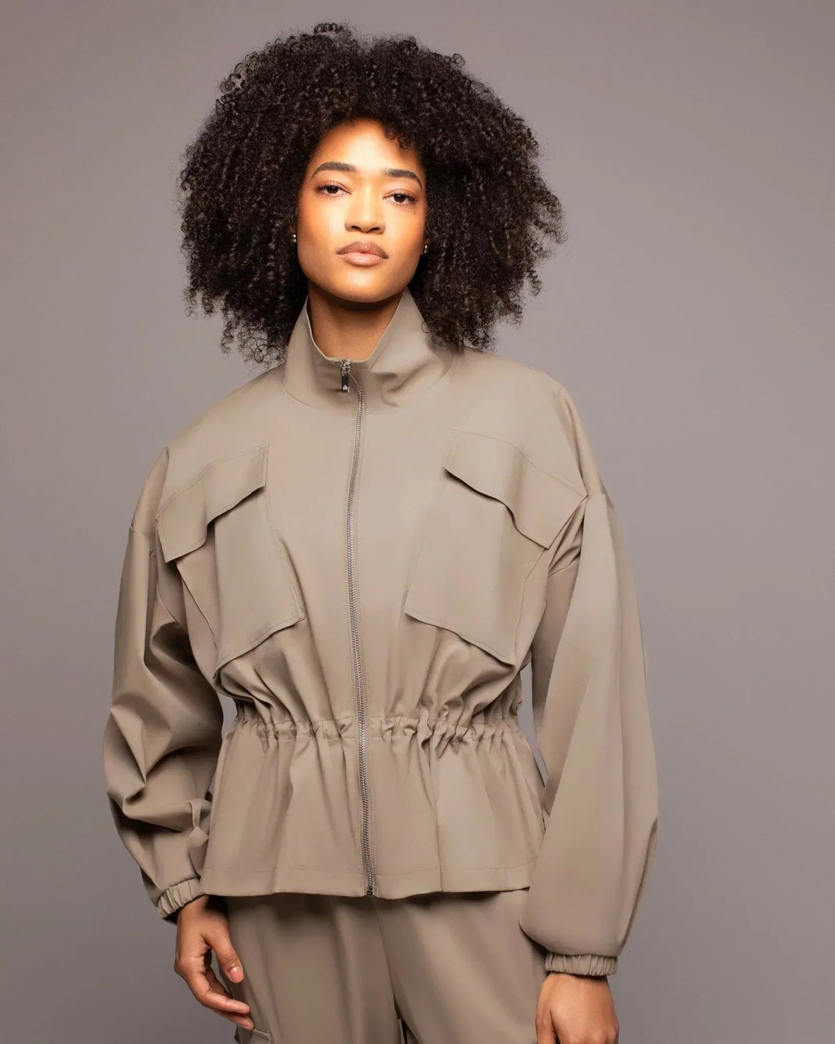 high-collar cargo jacket for street style