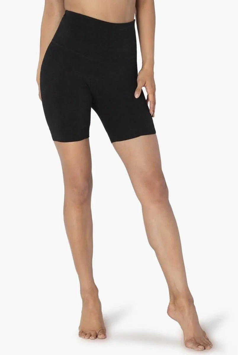 spacedye high waisted biker shorts – black