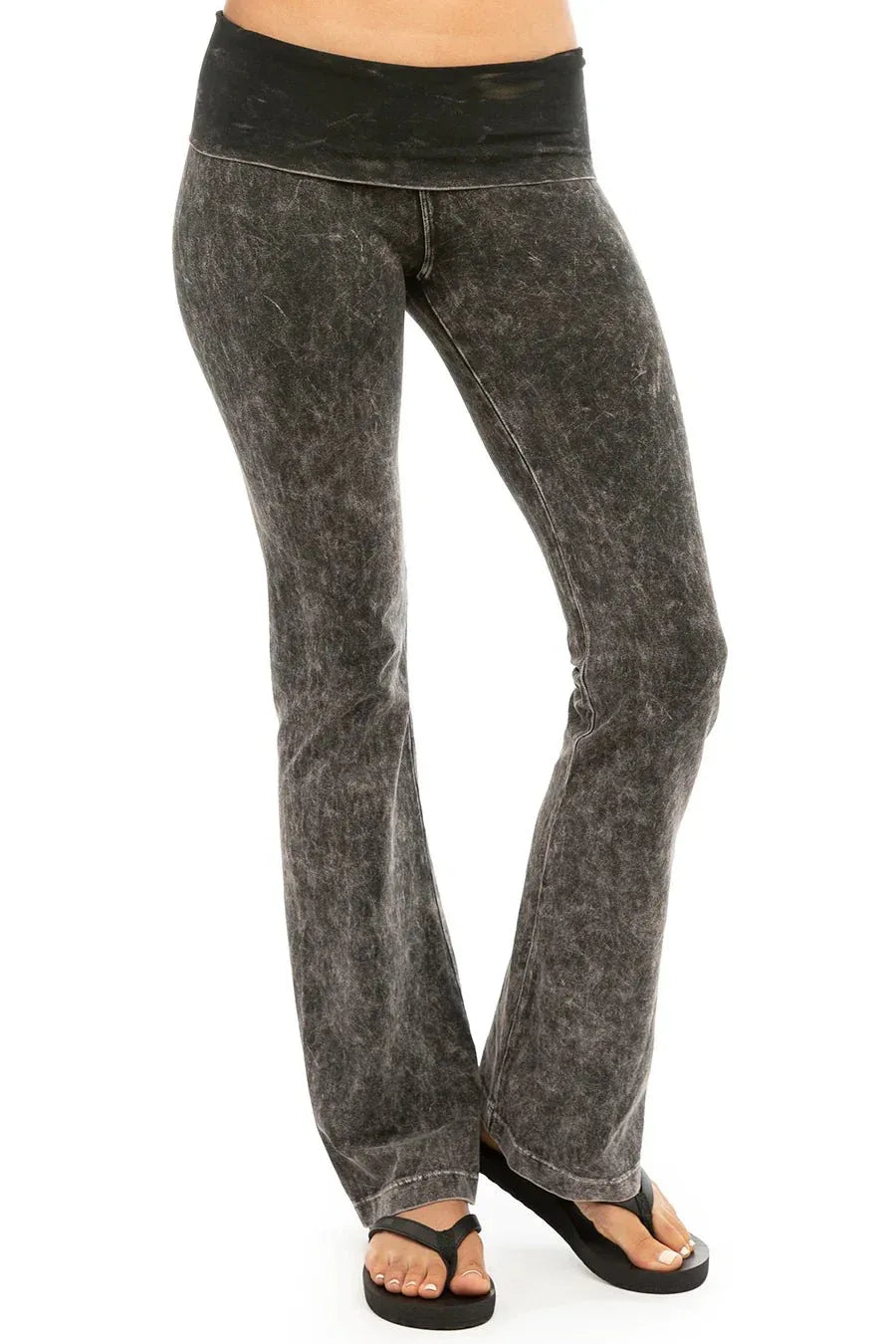 stylish rolldown bootcut leggings – mineral black