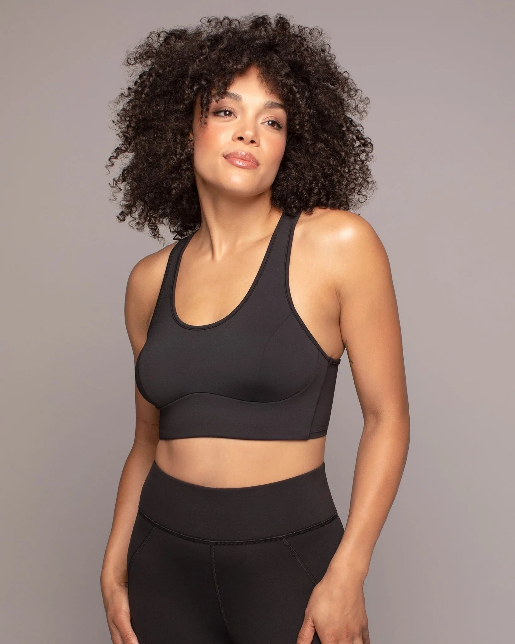 warm longline racerback sports bra – black