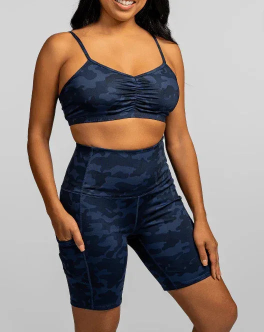 hi five pocketed high-waist bike short – looker (navy/black camo)
