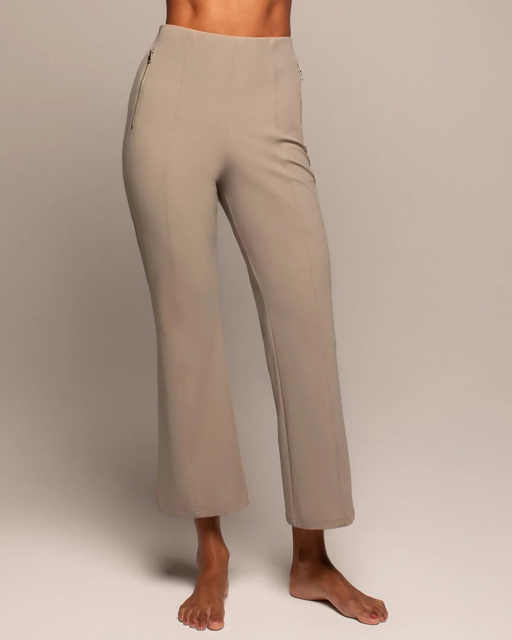 kick flare high rise pants for everyday style – dune